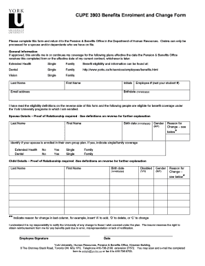 CUPE 3903 Benefits Enrolment and Change Form