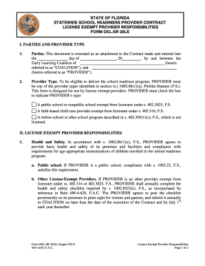 Florida License Exempt Provider Contract