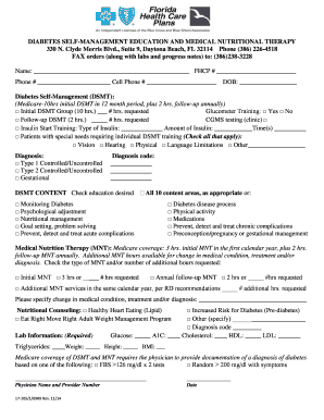 Diabetes Self-Management and Medical Nutrition Therapy Form