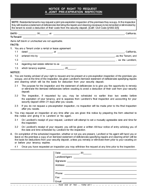 California Joint Pre-Expiration Inspection Notice