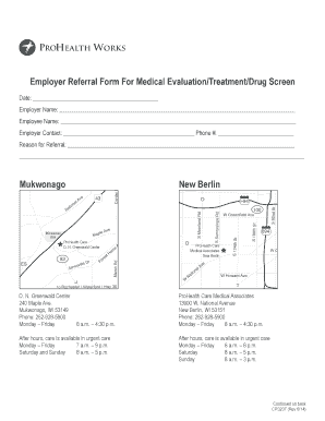 Employer Referral Form For Medical Evaluation