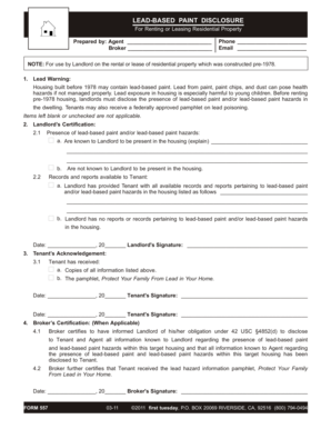 Lead-Based Paint Disclosure Form