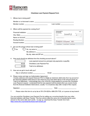 Checkless Loan Payment Request Form