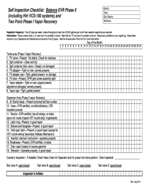 Vapor Recovery System Inspection Checklist