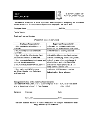 HR 37 Exit Checklist