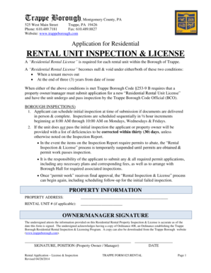 Rental property inspection checklist template uk - Rental Property Inspection Form - The Borough of TRAPPE