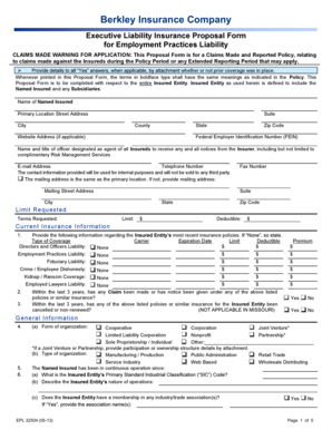 Executive Liability Insurance Proposal Form