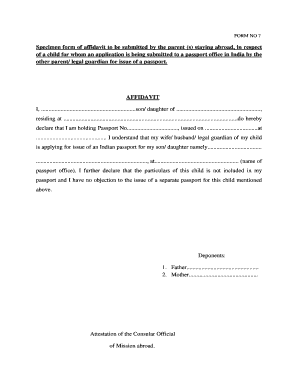 Affidavit for Passport Application by Parent Abroad