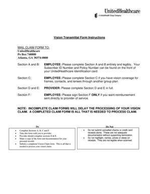 UnitedHealthcare Vision Claim Form