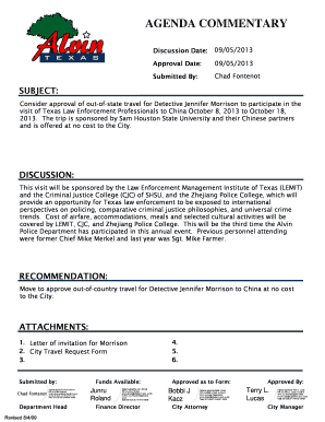 Agenda Commentary Form