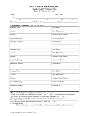 Public Policy Associates Employment Application