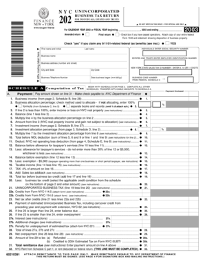 NYC Unincorporated Business Tax Return 2003