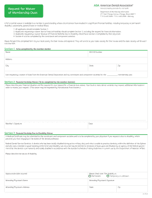 Request for Waiver of Membership Dues
