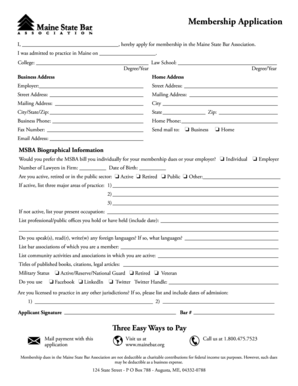 Maine State Bar Association Membership Application