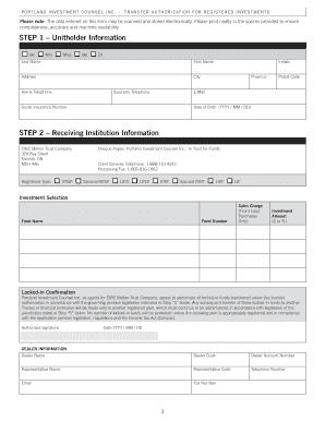 Transfer Authorization for Registered Investments