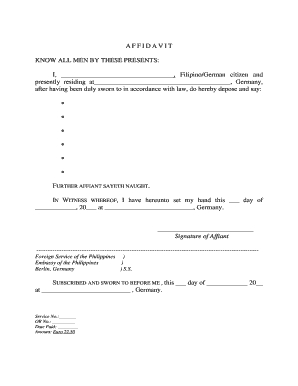 Sample affidavit - AFFIDAVIT KNOW ALL MEN BY THESE PRESENTS - Philippines