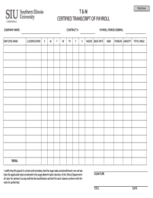 Illinois Certified Transcript of Payroll
