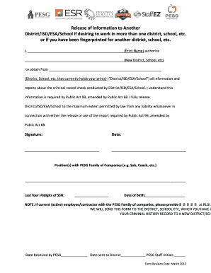 Release of Information for Criminal Record Check
