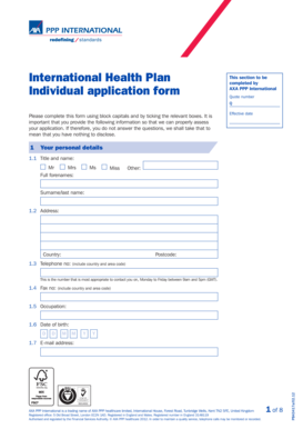 AXA PPP International Health Plan Application Form