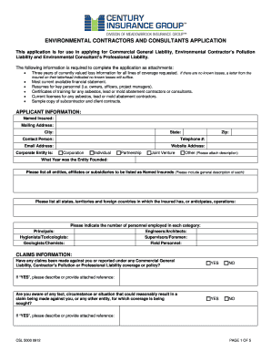 Environmental Contractors and Consultants Application