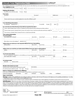 Colorado Voter Registration Form