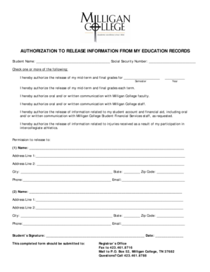Authorization to Release Education Records