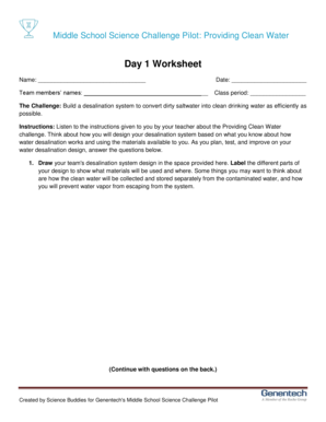 Middle School Science Challenge Pilot: Providing Clean Water
