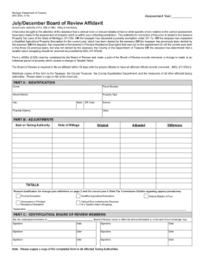 Michigan Board of Review Affidavit