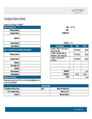 Certiport Sales Invoice