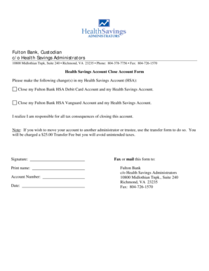 Health Savings Account Close Account Form