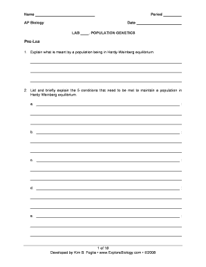 Population Genetics Lab Form