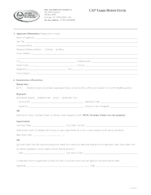 CAP Exam Retest Form