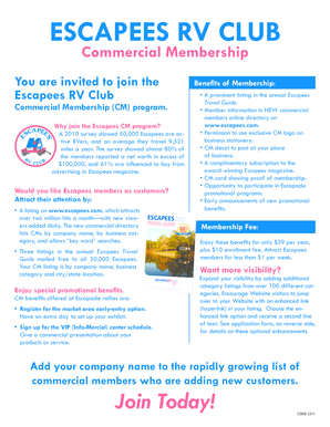 Escapees RV Club Commercial Membership Application