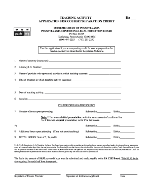 Pennsylvania Teaching Activity Credit Application