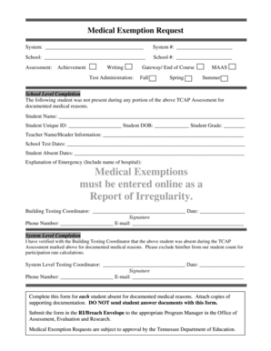 Medical Exemption Request Form