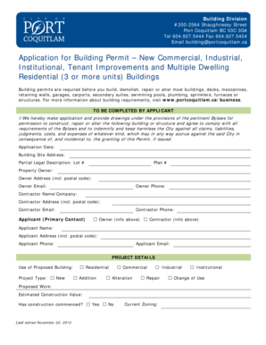 Building Permit Application - Commercial, Industrial, Institutional, Tenant Improvements and Multi-Dwelling Residential