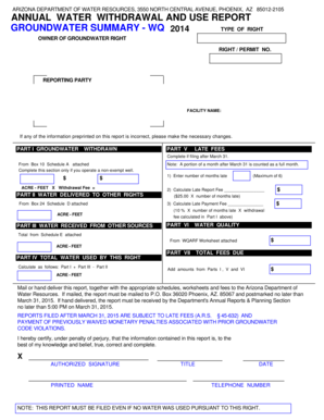 Arizona Annual Water Withdrawal and Use Report