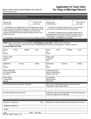 New York Marriage Record Application