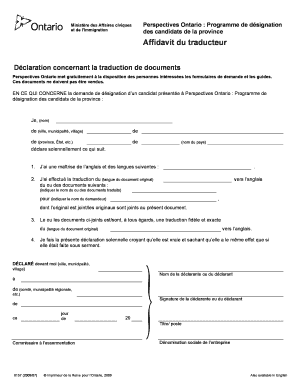 Affidavit du traducteur