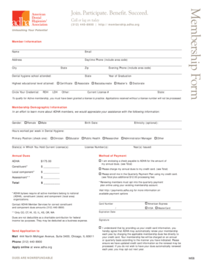 ADHA Membership Application Form
