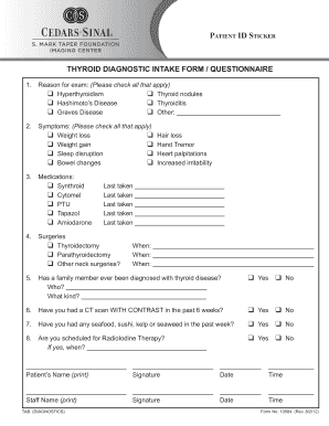Thyroid Diagnostic Intake Form
