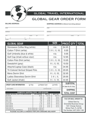 Global Gear Order Form