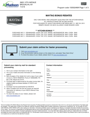 Maytag Kitchen Bonus Rebate Form