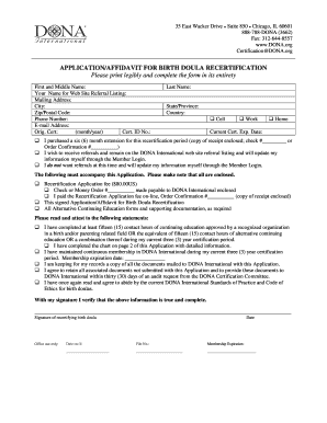 Birth Doula Recertification Application