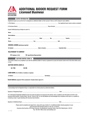 Additional Bidder Request Form