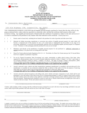 Georgia Sales and Use Tax Certificate of Exemption