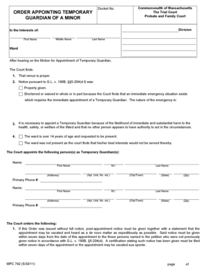 Temporary Guardian Appointment Order
