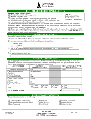Redwood Credit Union Membership Application