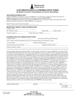 ACH Origination Authorization Form