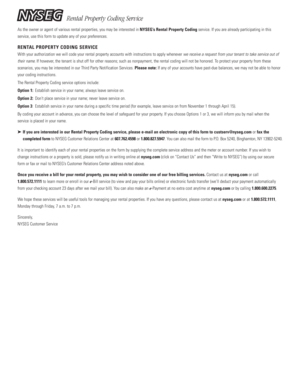 NYSEG Rental Property Coding Service Form